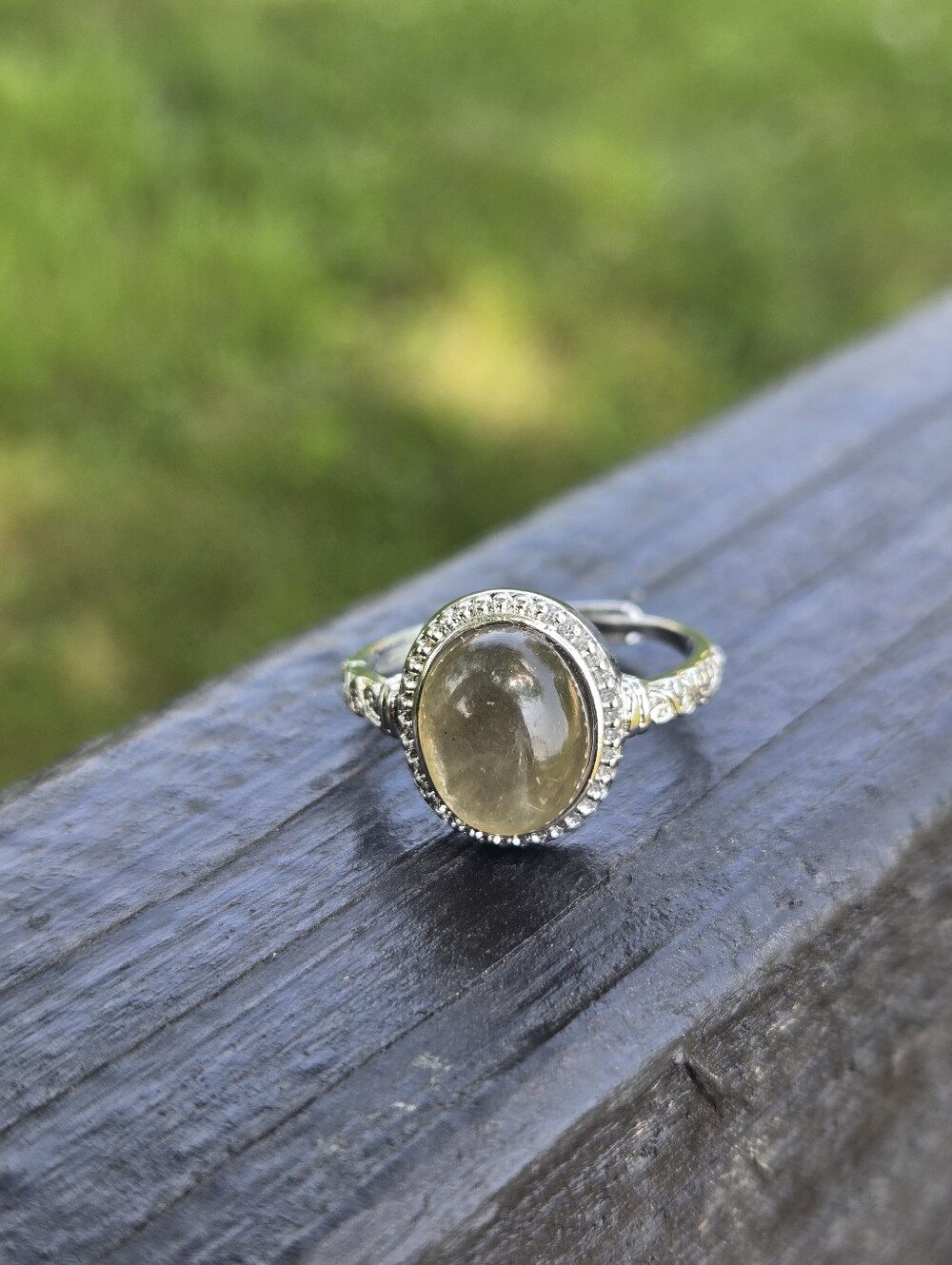 Golden Citrine Halo Stacking Ring